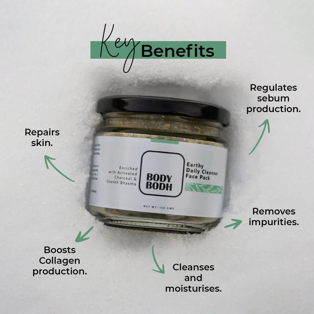 Earthy Daily Cleanser | Face Pack (Enriched with Activated Charcoal & Shankh Bhasma)