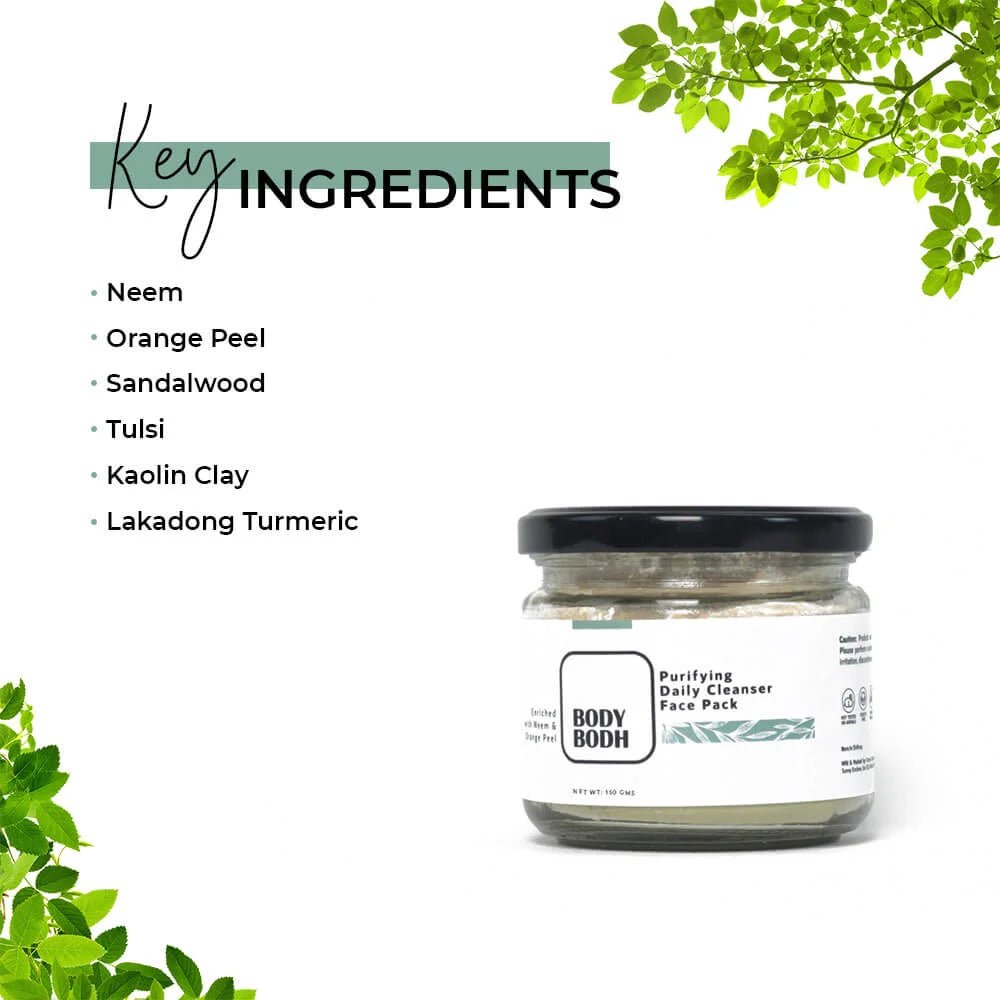 Purifying Daily Cleanser | Face Pack (Enriched with Neem & Orange Peel)